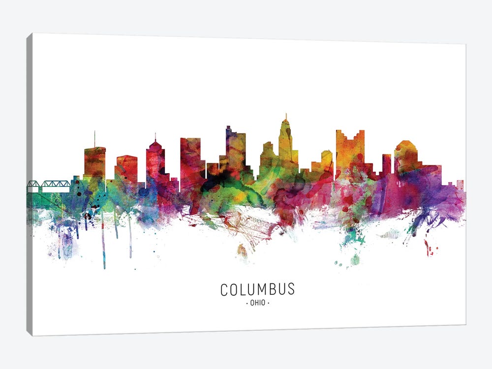 Columbus Ohio Skyline by Michael Tompsett 1-piece Canvas Wall Art