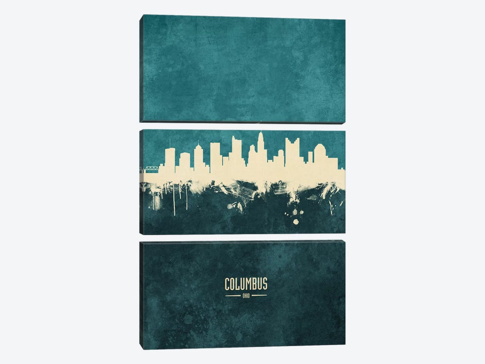 Columbus Ohio Skyline by Michael Tompsett 3-piece Canvas Art Print