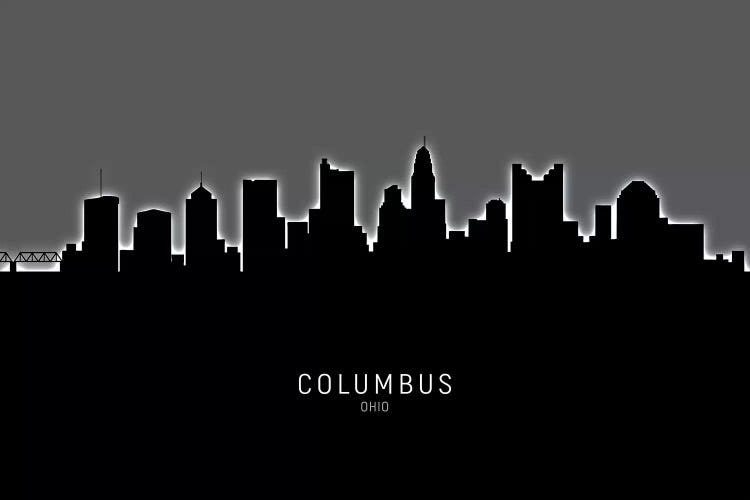 Black On Gray Columbus Ohio Skyline by Michael Tompsett wall art