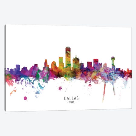 Dallas Texas Skyline Canvas Print #MTO1837} by Michael Tompsett Canvas Wall Art