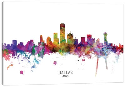 Dallas Texas Skyline Canvas Art Print - Scenic & Nature Typography
