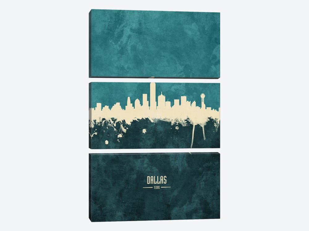 Dallas Texas Skyline by Michael Tompsett 3-piece Canvas Art Print