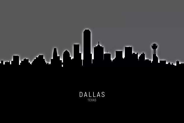 Black On Gray Dallas Texas Skyline by Michael Tompsett wall art