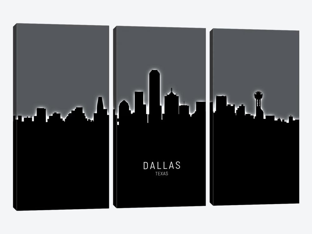 Dallas Texas Skyline by Michael Tompsett 3-piece Canvas Art
