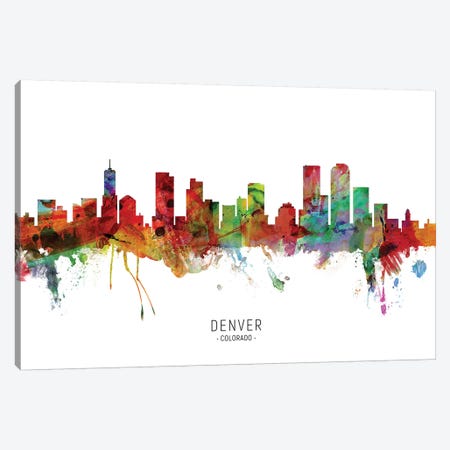 Denver Colorado Skyline Canvas Print #MTO1841} by Michael Tompsett Canvas Artwork