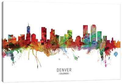 Denver Colorado Skyline Canvas Art Print - Scenic & Nature Typography