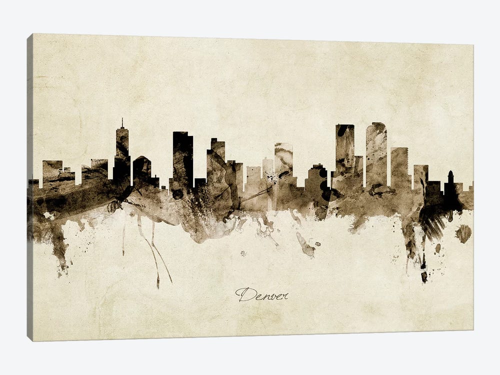 Denver Colorado Skyline by Michael Tompsett 1-piece Canvas Art Print