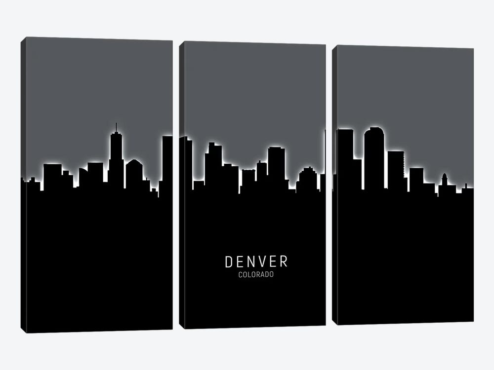 Denver Colorado Skyline by Michael Tompsett 3-piece Canvas Wall Art