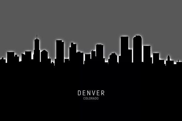Denver: Black On Gray Denver Colorado Skyline by Michael Tompsett