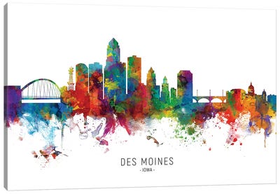 Des Moines Iowa Skyline Canvas Art Print - Iowa