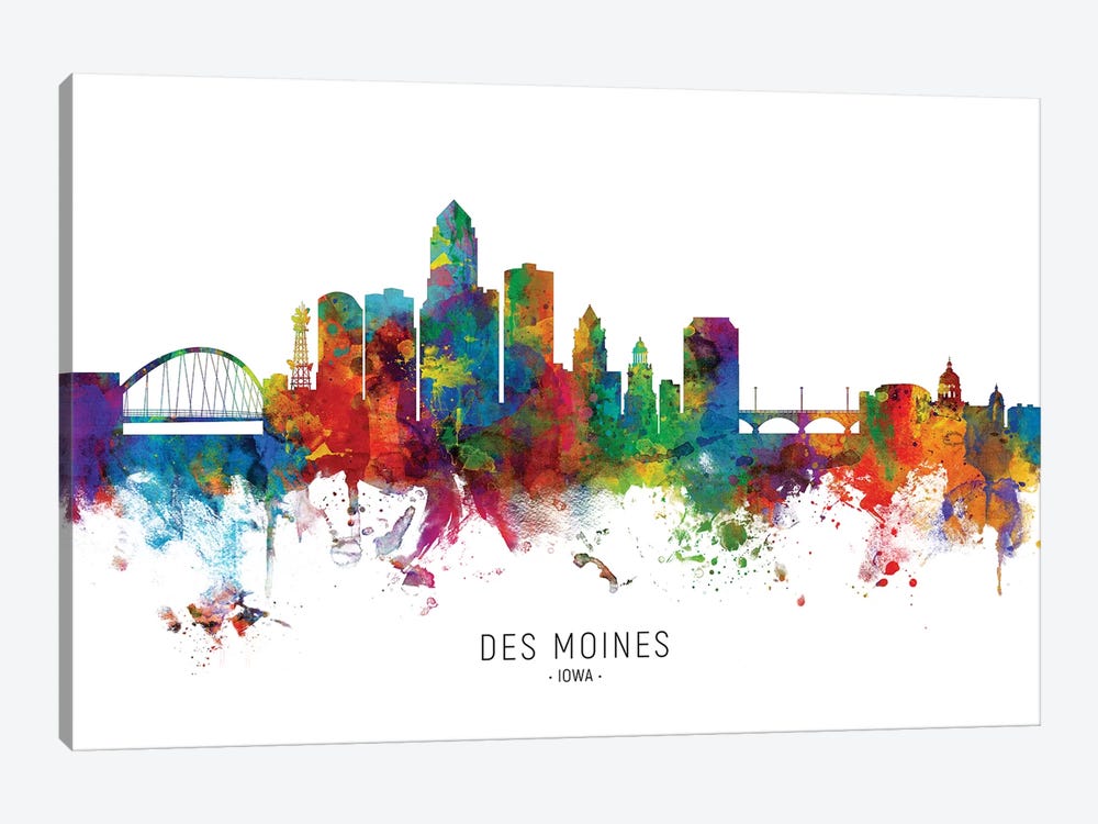 Des Moines Iowa Skyline by Michael Tompsett 1-piece Art Print