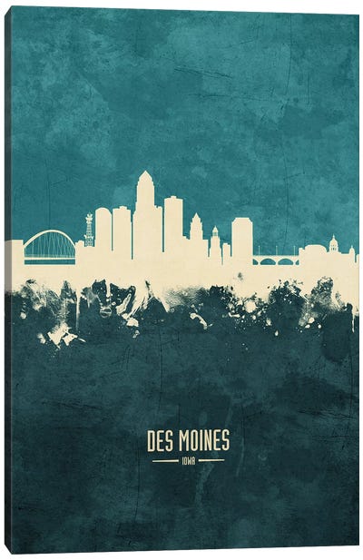Des Moines Iowa Skyline Canvas Art Print - Iowa