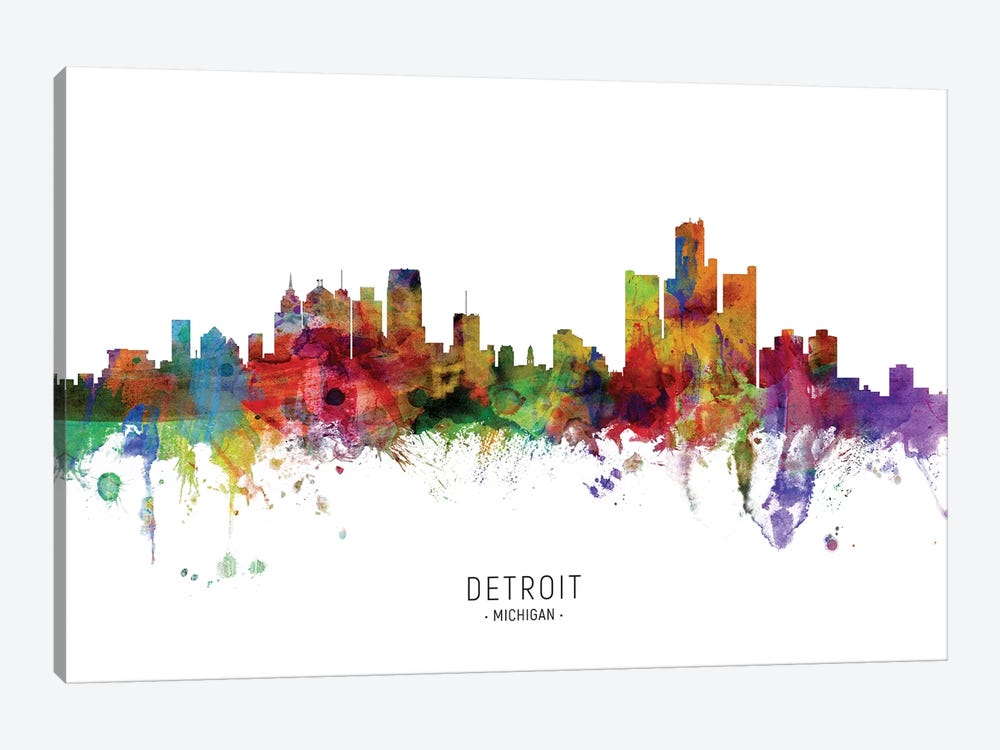 Detroit Michigan Skyline by Michael Tompsett 1-piece Canvas Print