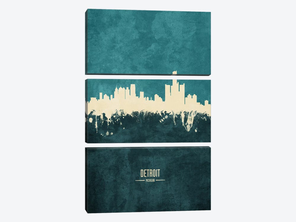 Detroit Michigan Skyline by Michael Tompsett 3-piece Art Print