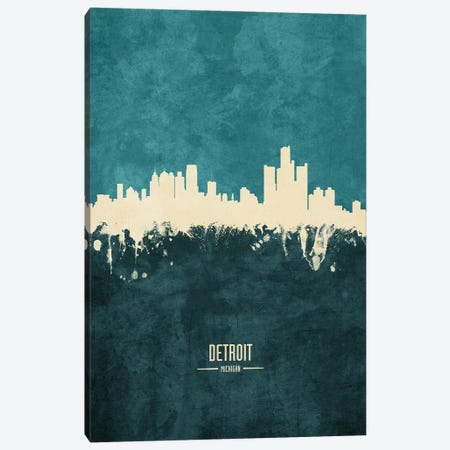 Detroit Michigan Skyline Canvas Print #MTO1850} by Michael Tompsett Art Print
