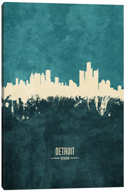 Detroit Michigan Skyline Canvas Art Print - Detroit Skylines