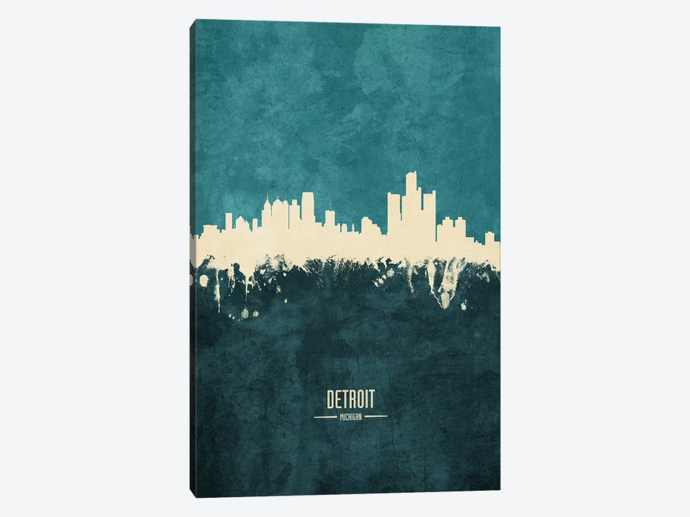 Detroit Michigan Skyline by Michael Tompsett 1-piece Canvas Art Print