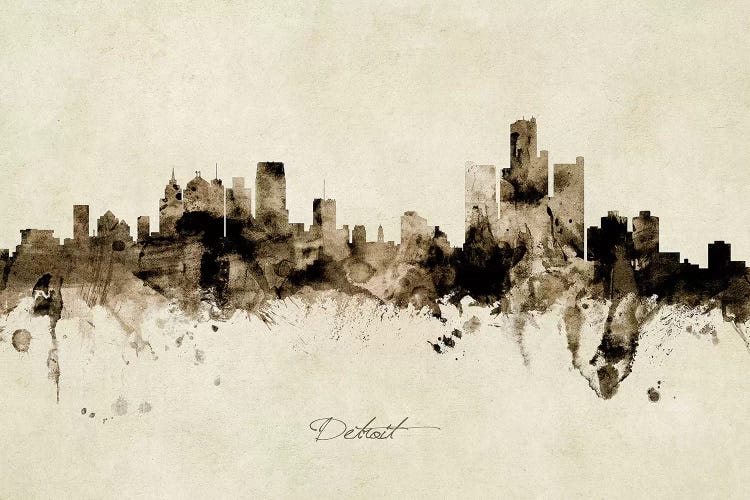 Detroit Michigan Skyline by Michael Tompsett wall art