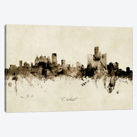Detroit Michigan Skyline Canvas Print #MTO1851} by Michael Tompsett Canvas Print