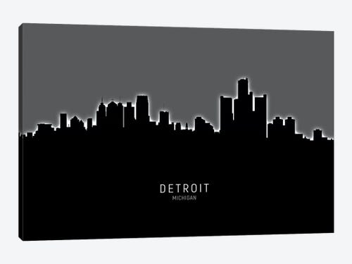 Detroit Michigan Skyline Canvas Wall Art By Michael Tompsett Icanvas - Detroit Skyline Wall Art