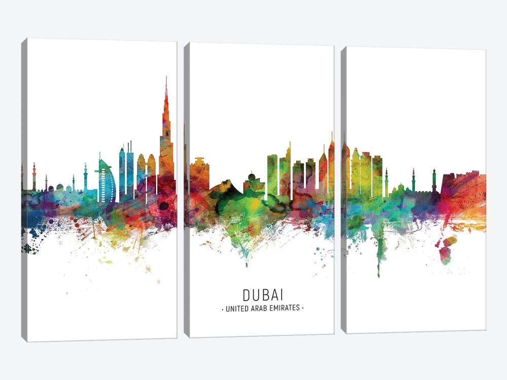Dubai Skyline by Michael Tompsett 3-piece Canvas Art