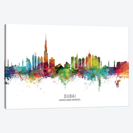 Dubai Skyline Canvas Print #MTO1853} by Michael Tompsett Art Print
