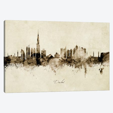 Dubai Skyline Canvas Print #MTO1854} by Michael Tompsett Canvas Artwork