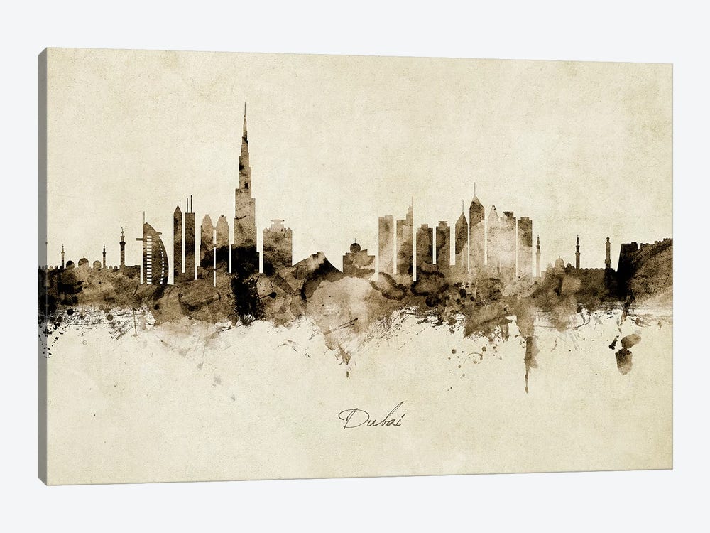 Dubai Skyline by Michael Tompsett 1-piece Canvas Art Print