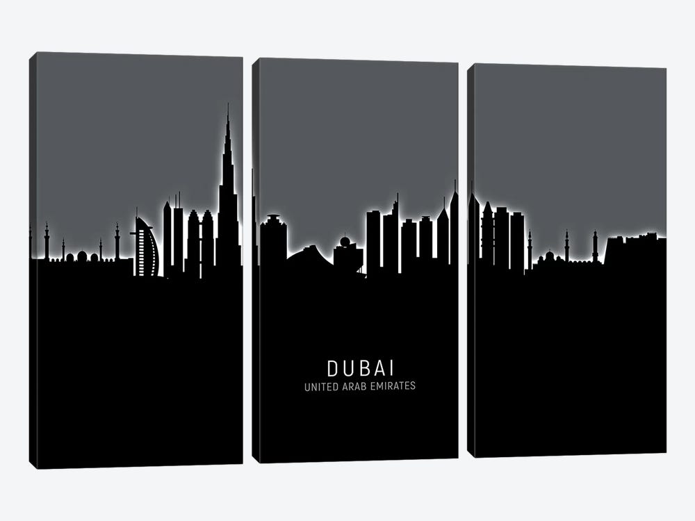 Dubai Skyline by Michael Tompsett 3-piece Canvas Artwork