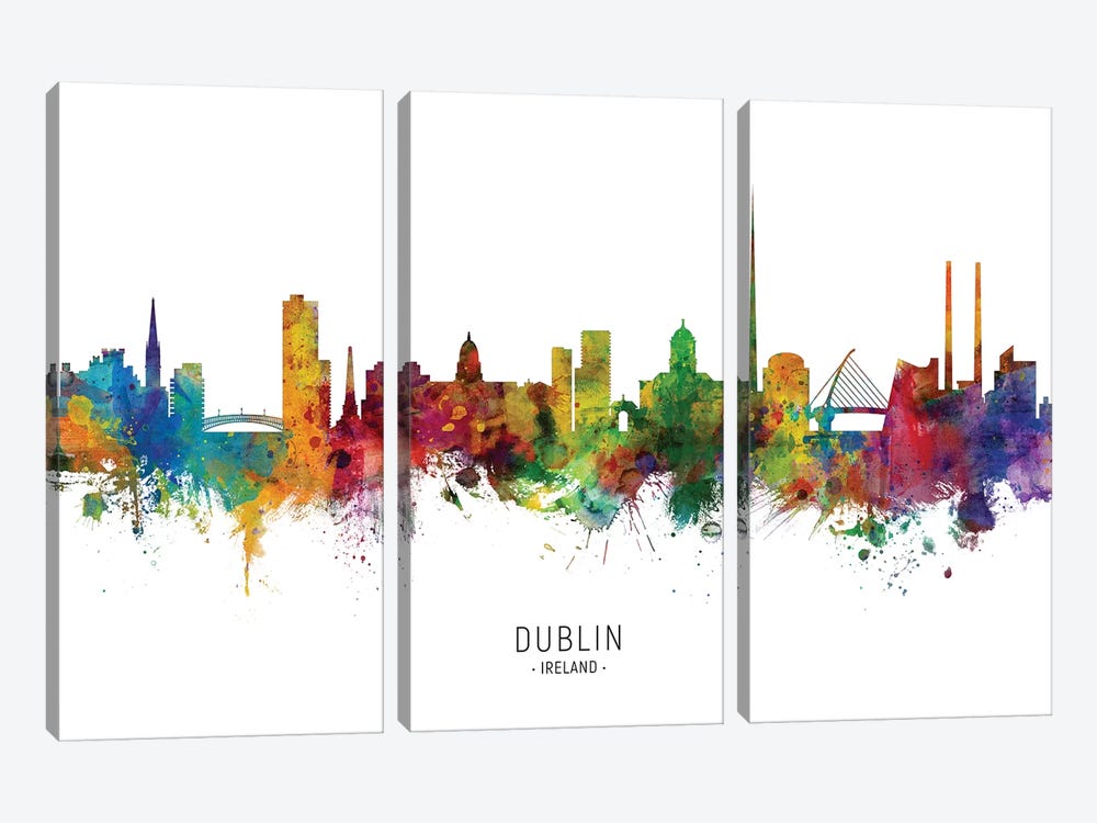 Dublin Ireland Skyline by Michael Tompsett 3-piece Art Print