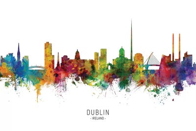 Suneducationgroup.com Dublin Watercolour Skyline Framed Canvas Print Treble Wall Art Home & Garden Art