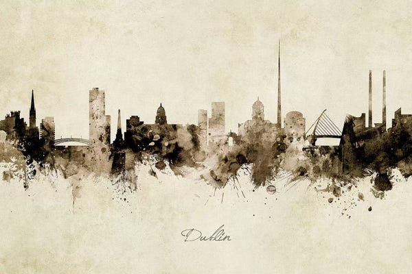 Industrial Office: Ink Splash Dublin Ireland Skyline by Michael Tompsett
