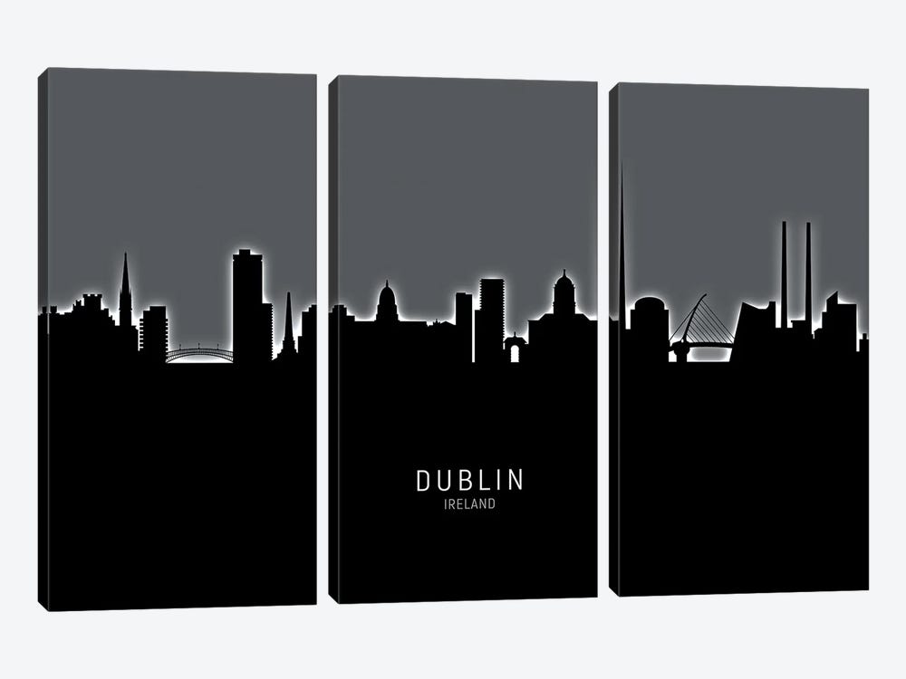 Dublin Ireland Skyline by Michael Tompsett 3-piece Canvas Artwork