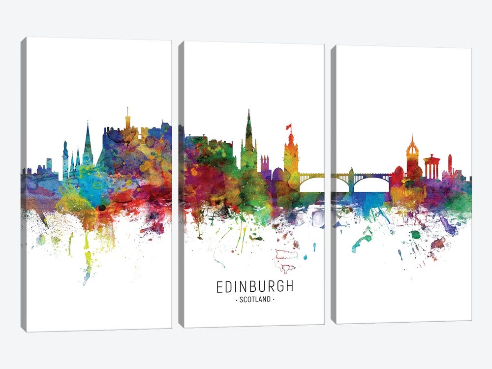 Edinburgh Scotland Skyline by Michael Tompsett 3-piece Canvas Print