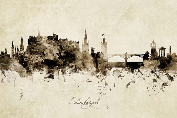 Ink Splash Edinburgh Scotland Skyline