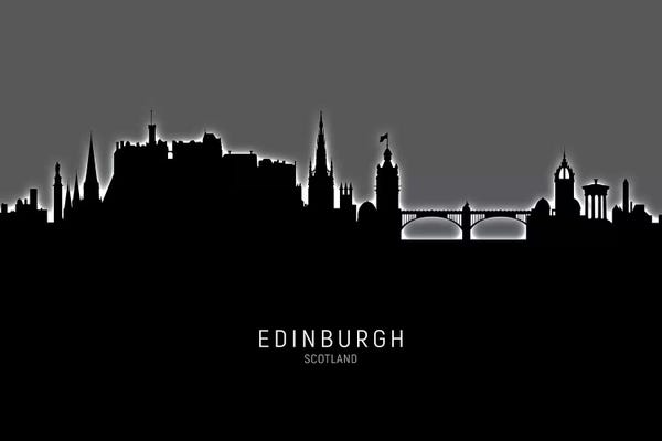 Edinburgh: Black On Gray Edinburgh Scotland Skyline by Michael Tompsett