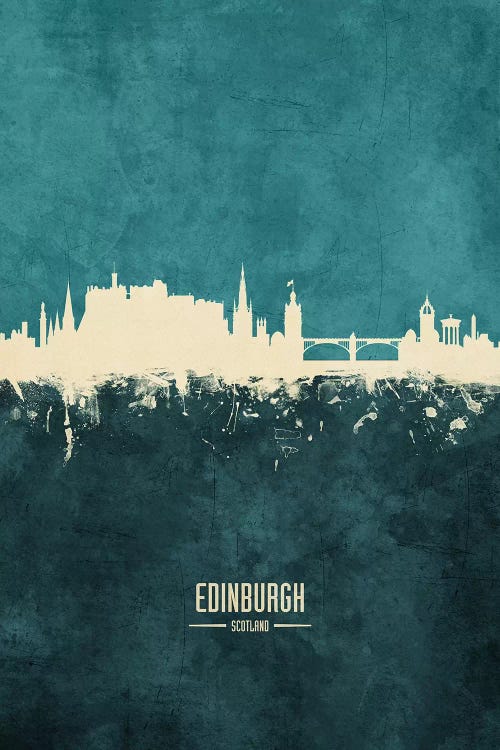 White On Teal Edinburgh Scotland Skyline