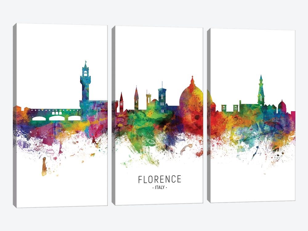 Florence Italy Skyline by Michael Tompsett 3-piece Canvas Print
