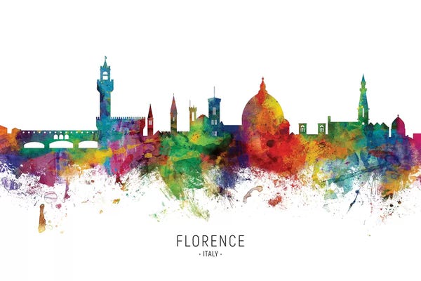 High School: Color Splash Florence Italy Skyline by Michael Tompsett