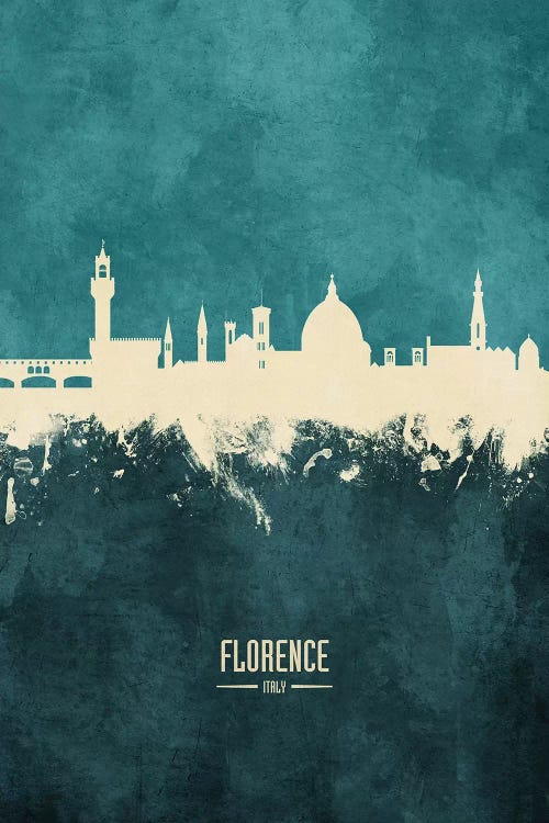 White On Teal Florence Italy Skyline