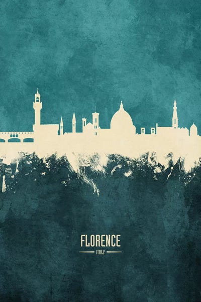 White On Teal Florence Italy Skyline