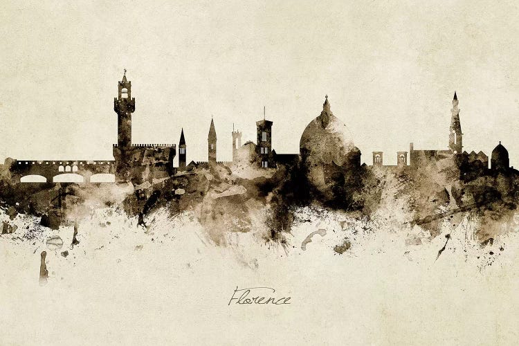 Ink Splash Florence Italy Skyline by Michael Tompsett wall art