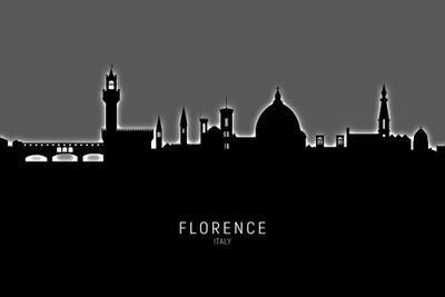 Black On Gray Florence Italy Skyline by Michael Tompsett canvas print