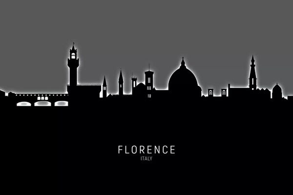 Florence: Black On Gray Florence Italy Skyline by Michael Tompsett