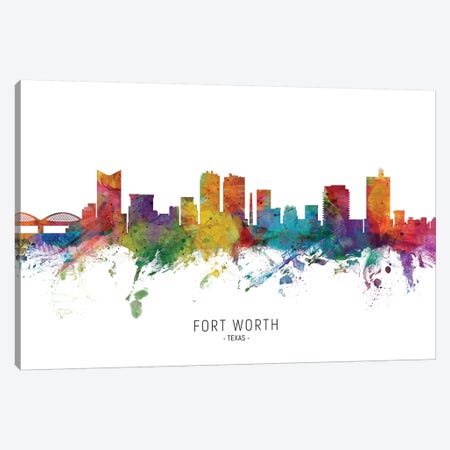 Fort Worth Texas Skyline Canvas Print #MTO1869} by Michael Tompsett Canvas Wall Art