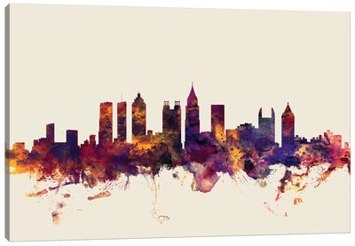 Atlanta, Georgia, USA On Beige Canvas Art Print - Atlanta Skylines