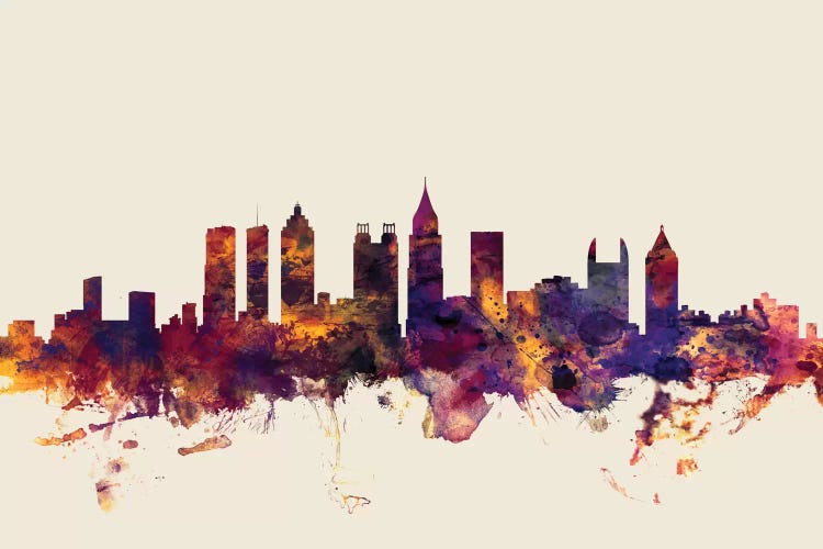 Atlanta, Georgia, USA On Beige by Michael Tompsett wall art