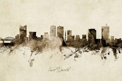 Ink Splash Fort Worth Texas Skyline by Michael Tompsett framed wall art