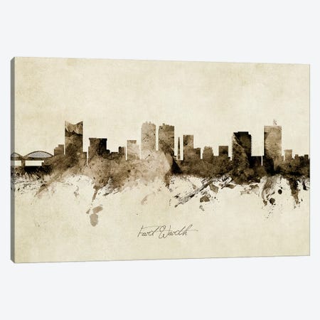Fort Worth Texas Skyline Canvas Print #MTO1871} by Michael Tompsett Art Print