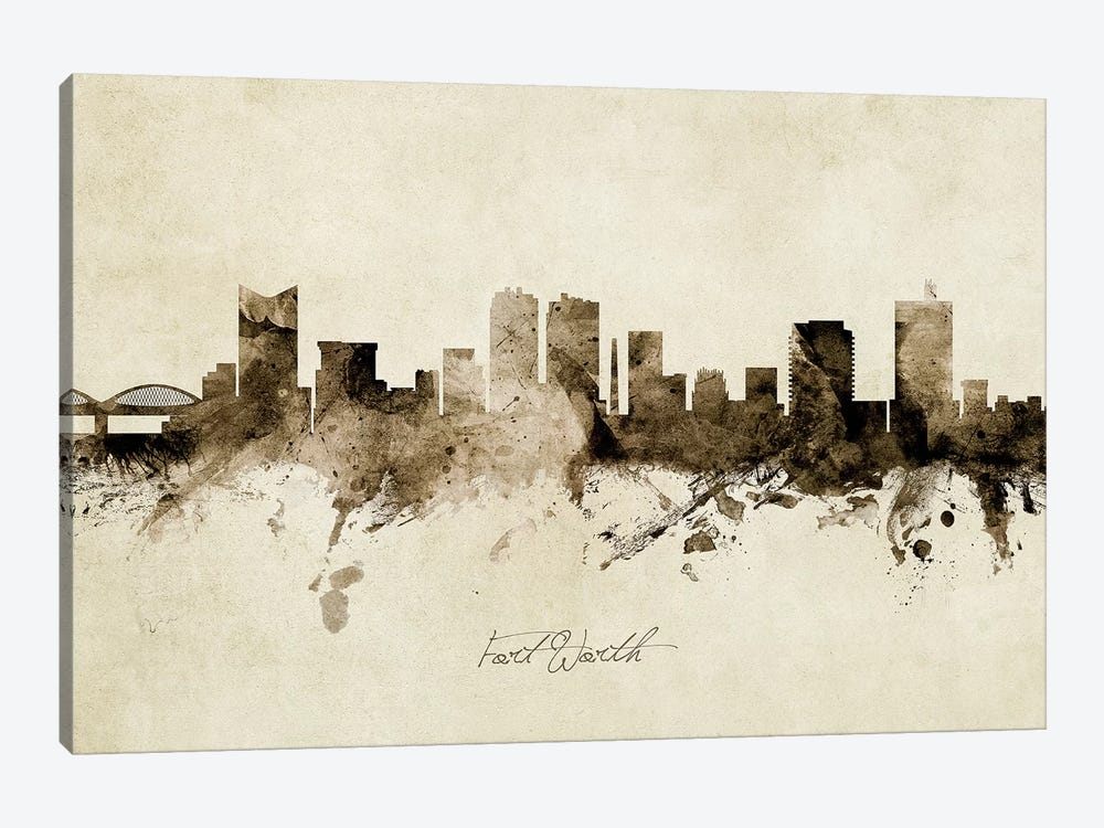 Fort Worth Texas Skyline by Michael Tompsett 1-piece Canvas Artwork